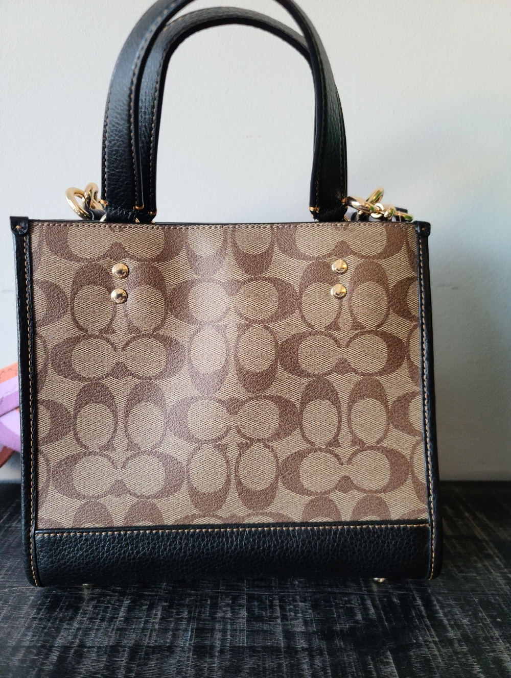 NWT Coach Dempsey Tote Bag 22 In Colourblock Signature Canvas With Disco Patches - Picture 10 of 14